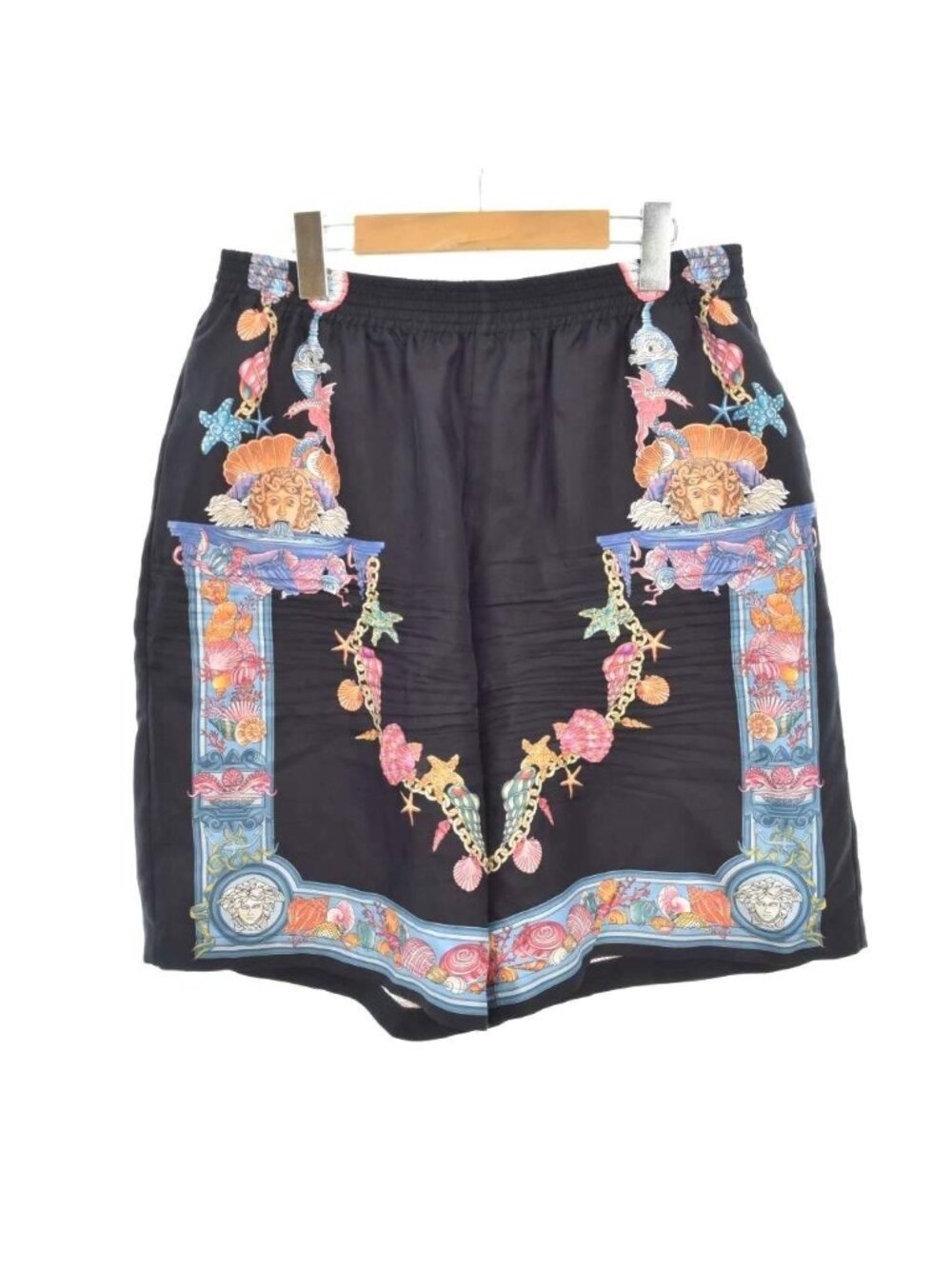 Versace Silk Shorts Coral Theater All Over Print Black 48